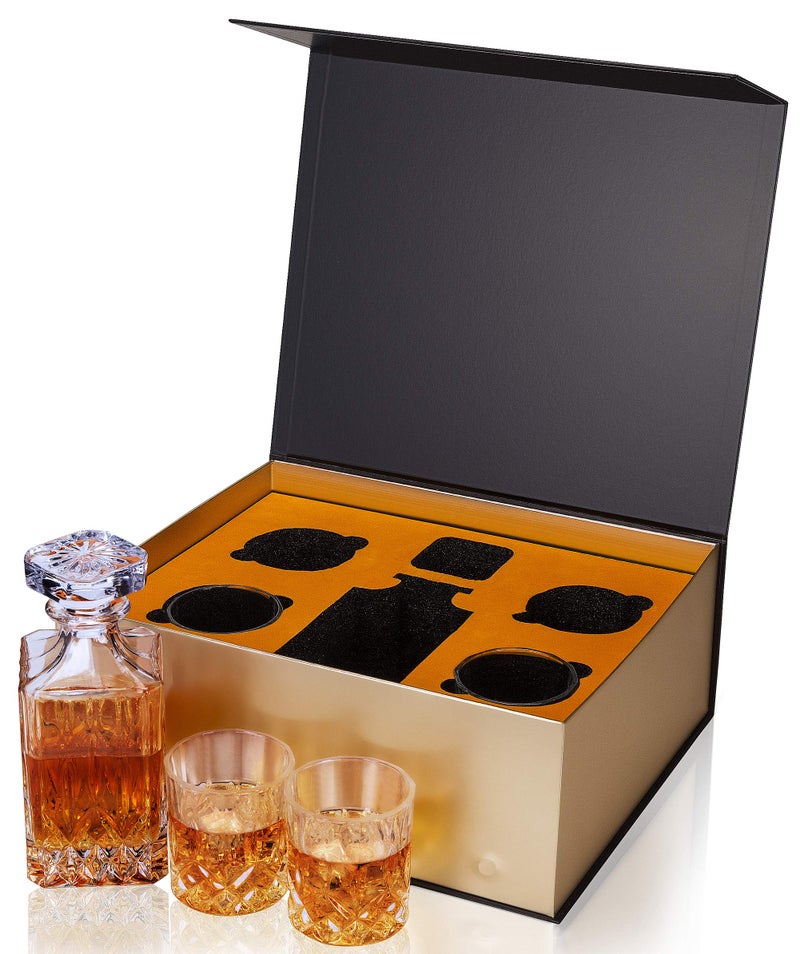 KANARS Whiskey Decanter And Glasses Set in Unique Gift Box - Original Crystal Liquor Decanter Set For Bourbon, Scotch, Vodka, Rum or Whisky, 5-Piece, Gifts for Men Dad - Image 2